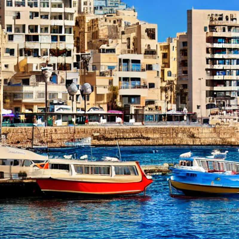 Deux amies profitant du soleil printanier sur la promenade de Sliema, Malte, avec la mer Méditerranée scintillante en arrière-plan. Une escapade idéale pour les vacances de printemps! (Two friends enjoying the spring sunshine on the Sliema promenade, Malta, with the shimmering Mediterranean Sea in the background. An ideal spring break getaway!)