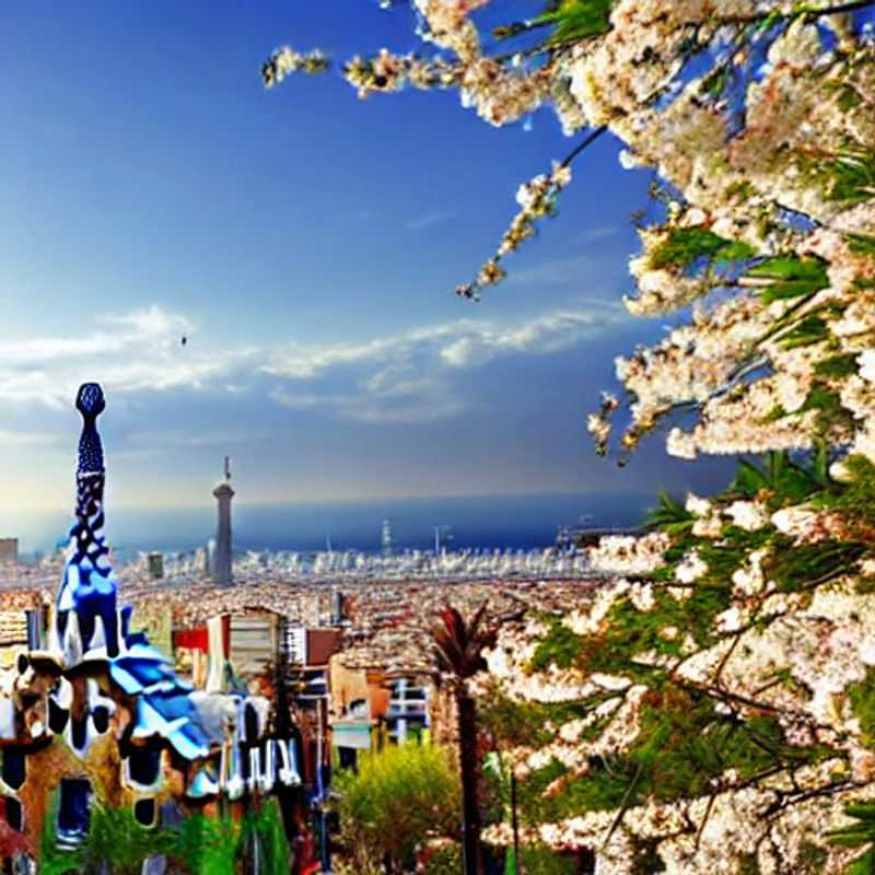 Dois amigos explorando a beleza da primavera em Barcelona, Espanha, durante as férias de primavera.