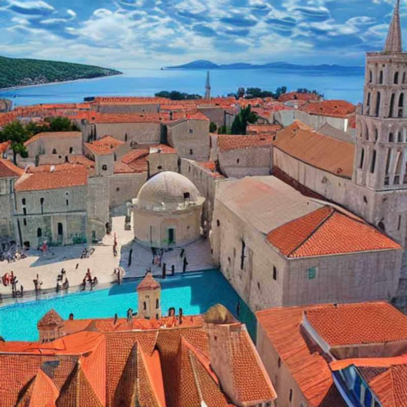 Deux couples profitant de la vue magnifique sur le port de Zadar, en Croatie, pendant les vacances de printemps.