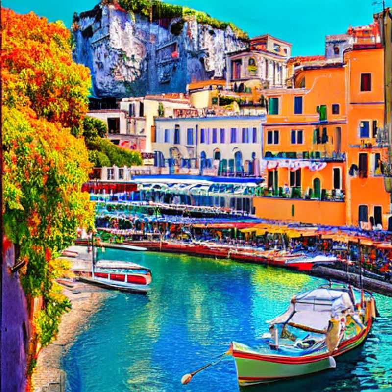 Deux amis se promenant dans les rues ensoleillées de Sorrente, en Italie, pendant les vacances de printemps, découvrant les merveilles de cette charmante ville côtière.