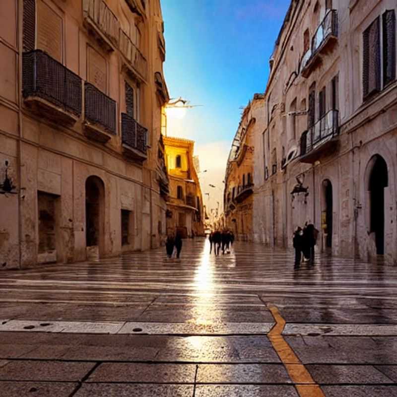 Sun-drenched spring break bliss in Bari, Italy: Two friends exploring the charming whitewashed alleyways of Bari Vecchia, the old town, a perfect escape from the everyday.