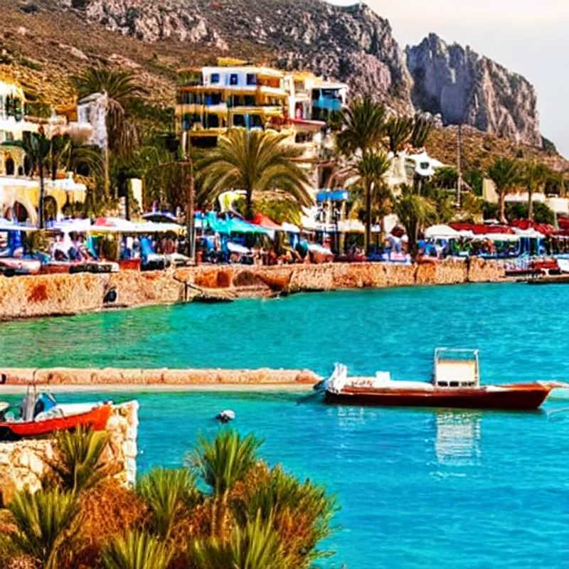 Deux amis explorant le port pittoresque de Kyrenia, Chypre du Nord, illuminé par les couleurs vives du printemps pendant leurs vacances.