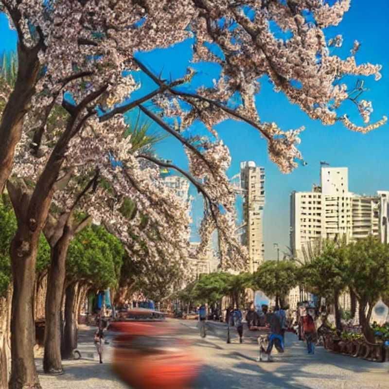 Deux jeunes femmes profitant du soleil printanier sur la promenade animée de Tel-Aviv, Israël, pendant leur semaine de relâche.