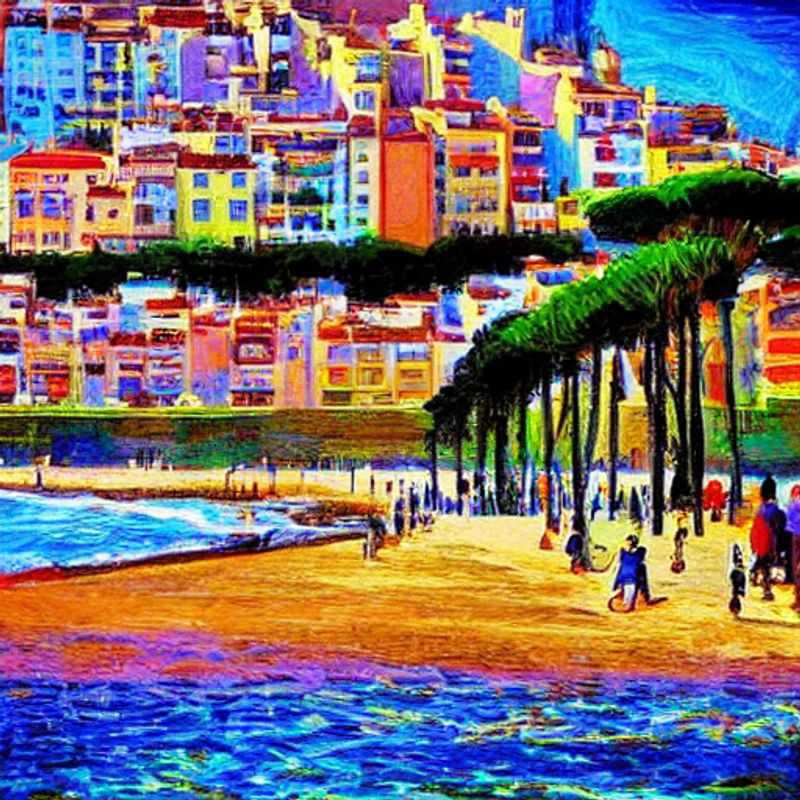 Deux personnes se détendant sur une plage ensoleillée de Sitges, Espagne, pendant les vacances de printemps.