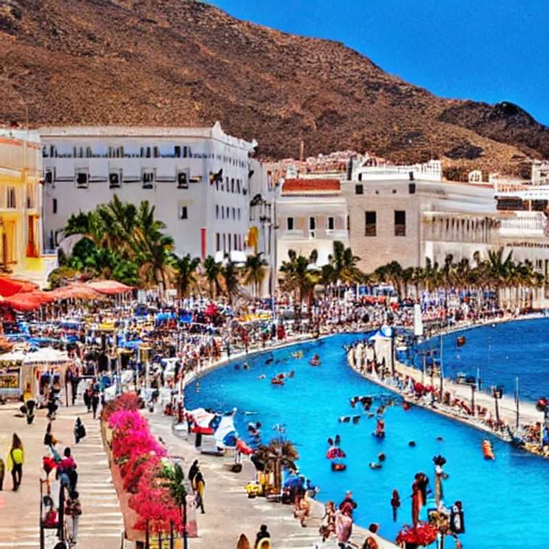 Deux jeunes gens se promènent le long du port pittoresque de Carthagène, en Espagne, profitant du soleil printanier pendant leurs vacances de printemps. L'architecture historique et les eaux scintillantes créent une scène méditerranéenne idyllique.