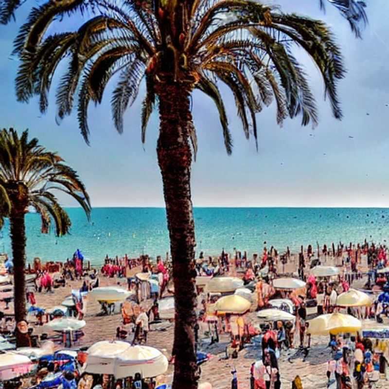 Deux amis profitant du soleil printanier sur la plage de Rimini, Italie, se préparant à des vacances de printemps inoubliables ! (Two friends enjoying the spring sunshine on the beach of Rimini, Italy, getting ready for an unforgettable spring break!)