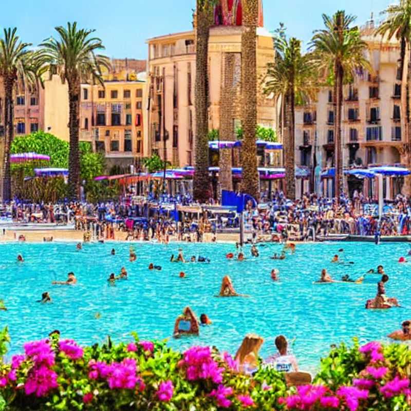 Dos personas disfrutando de la hermosa arquitectura de Barcelona, España en un soleado día de primavera durante las vacaciones de primavera.