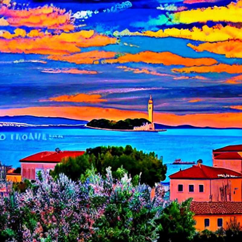 Sun-kissed Zadar spring break: A vibrant view of the shimmering Adriatic Sea meeting the historic Dalmatian coastline, offering endless possibilities for adventure and relaxation.