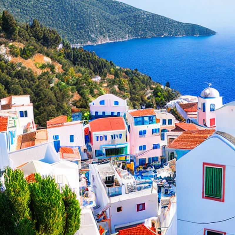 Deux amis explorant les criques idylliques et baignées de soleil de Skopelos, Grèce, pendant leur escapade printanière, une invitation à la découverte et à l'aventure.