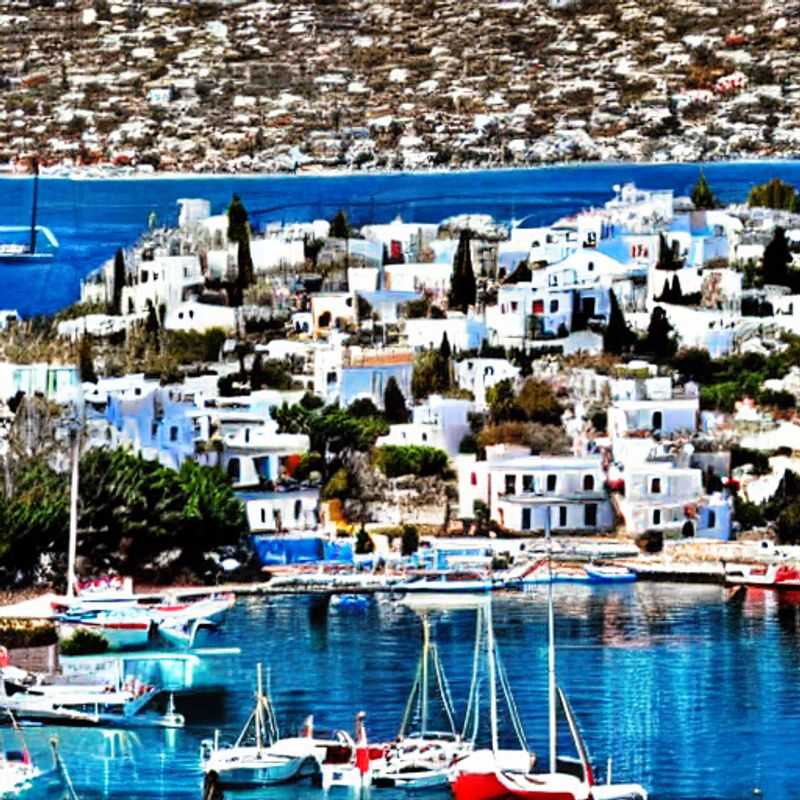 Casais aproveitando o sol da primavera em Bodrum, Turquia, com o azul turquesa do Mar Egeu e as casas brancas pitorescas criando um cenário perfeito para as férias da primavera.