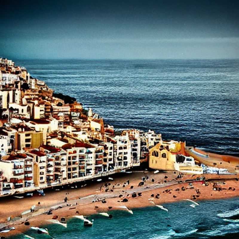 Quatre amis profitent du soleil printanier à Sitges, Espagne, découvrant les plages immaculées et l'atmosphère animée de cette destination prisée pendant les vacances de printemps.