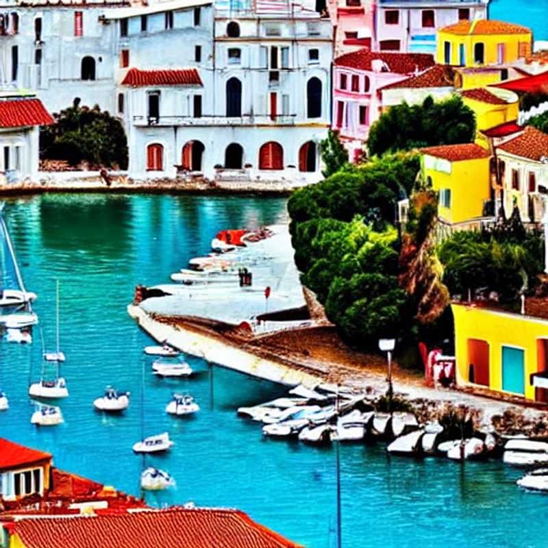 Casal apreciando a vista exuberante da primavera em Corfu, Grécia, com o mar azul-turquesa e flores vibrantes criando um cenário perfeito para as férias. (Couple enjoying the lush spring views of Corfu, Greece, with turquoise sea and vibrant flowers creating a perfect vacation setting.)