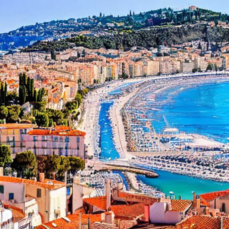 Sun-drenched Promenade des Anglais in Nice, France, beckons with azure waters and blooming flowers, perfect for a vibrant spring break adventure.