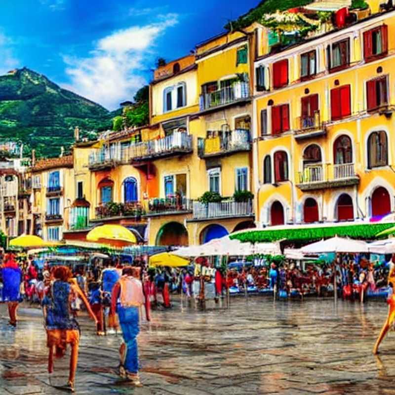 Le soleil printanier baigne la côte amalfitaine scintillante, vue de Salerne, Italie. Découvrez les trésors que cette ville a à offrir pendant les vacances de printemps! (Spring sunshine bathes the sparkling Amalfi Coast, as seen from Salerno, Italy. Discover the treasures this city has to offer during spring break!)