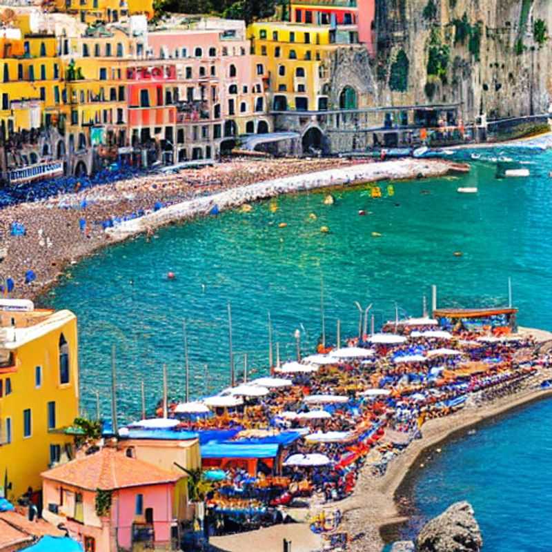 Deux amis savourant la vue imprenable sur la baie de Naples depuis Sorrente, en Italie, pendant leur escapade printanière. (Two friends savoring the breathtaking view of the Bay of Naples from Sorrento, Italy, during their spring break getaway.)