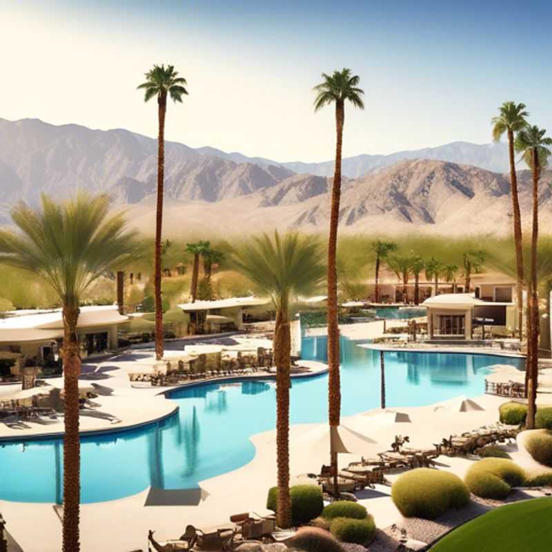 Familia disfrutando del sol invernal en Palm Springs, EE. UU., rodeada de palmeras y montañas, durante su semana de viaje en un año sabático de lujo.