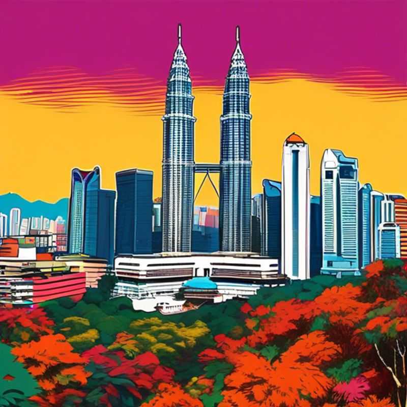 Una familia disfrutando de la vibrante ciudad de Kuala Lumpur, Malasia, durante su estancia de lujo de 5 días en otoño, con los impresionantes Petronas Twin Towers de fondo.