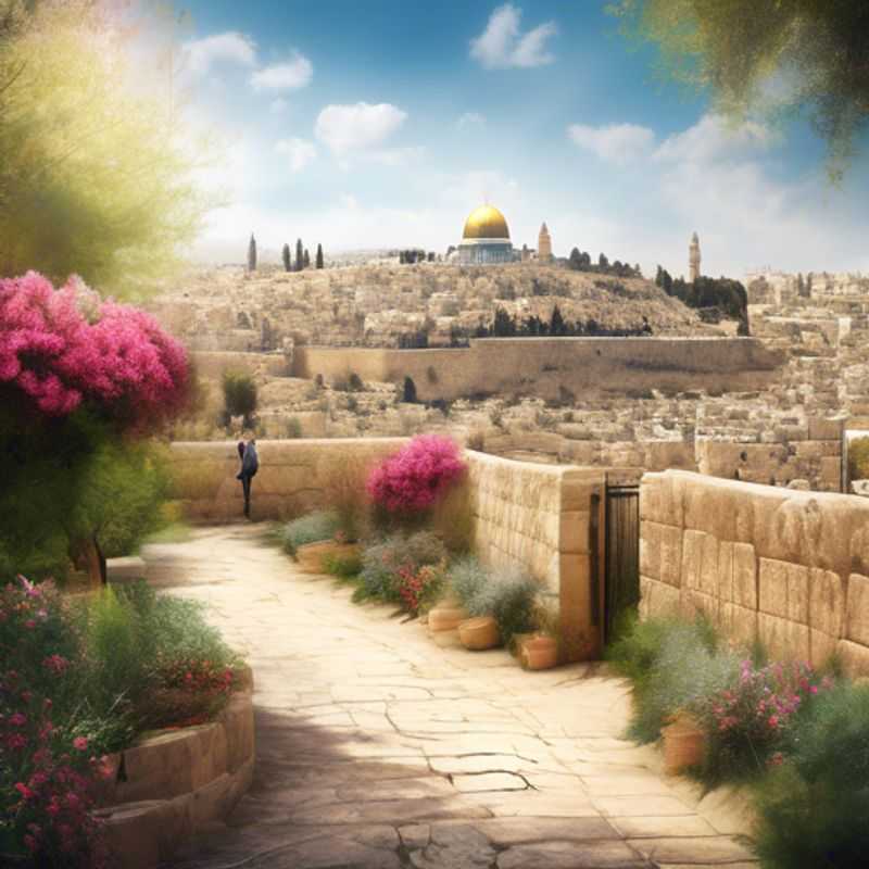 Un couple explorant les ruelles historiques de Jérusalem, Israël, pendant leur escapade de deux semaines au printemps, entouré de la beauté et de la diversité culturelle de cette ville sacrée.