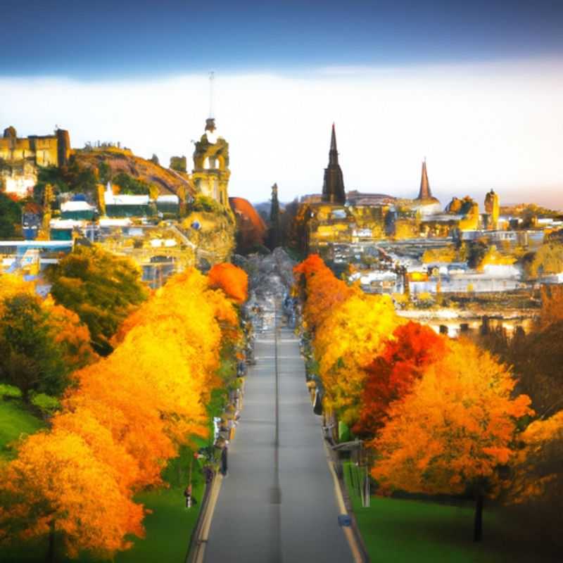 Três casais se aventuram pelas ruas históricas de Edimburgo, Escócia, no outono, cercados pelas folhas coloridas e pela arquitetura imponente da cidade.