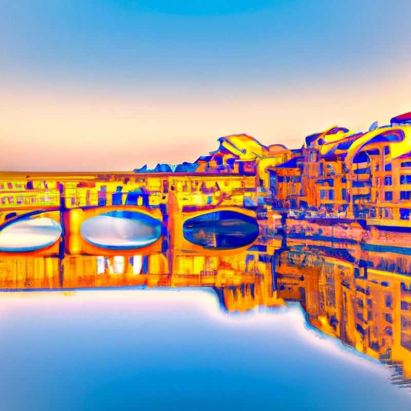 Uma viajante solitária contempla a beleza da Ponte Vecchio em Florença, Itália, durante sua aventura de uma semana na cidade renascentista sob o sol do verão.