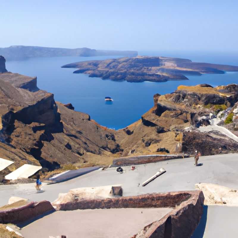 Visita à Antiga Thira em Santorini, Grécia durante a Primavera