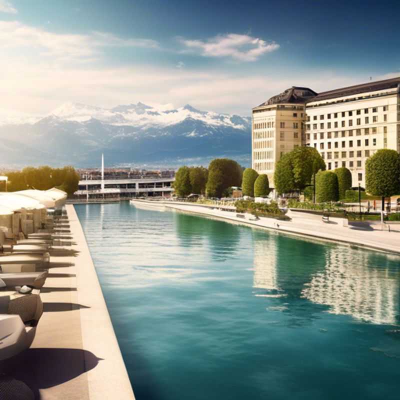 A solo traveler, the Luxury Staycationer, savoring the vibrant autumn foliage along Lake Geneva, Switzerland, during a 2-week fall retreat filled with relaxation and exploration.