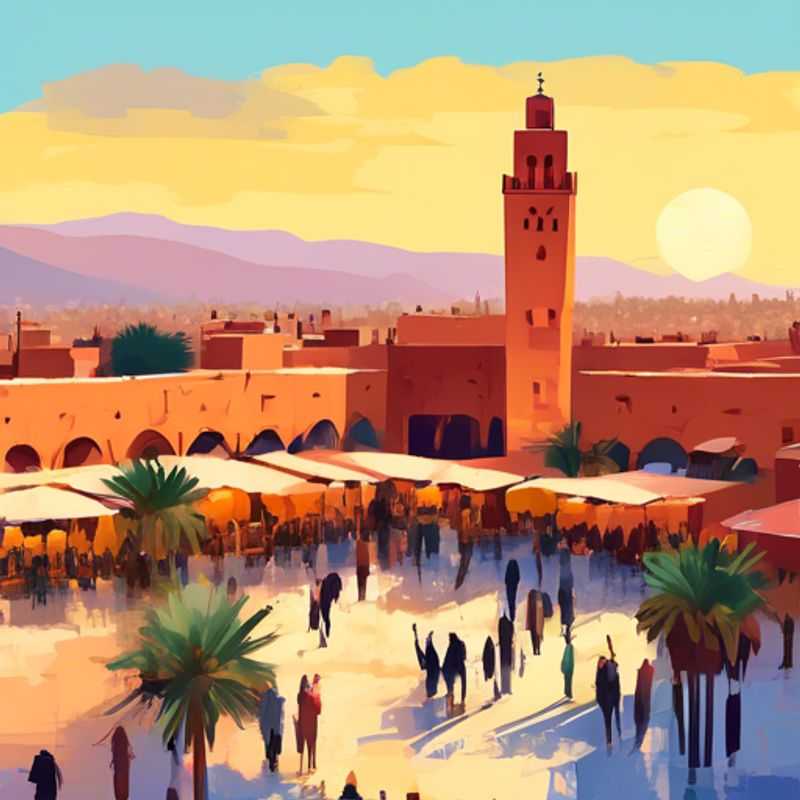 Deux couples découvrant la magie de Marrakech, Maroc, en hiver, profitant d'une escapade de 24 heures remplie de luxe et d'aventures.