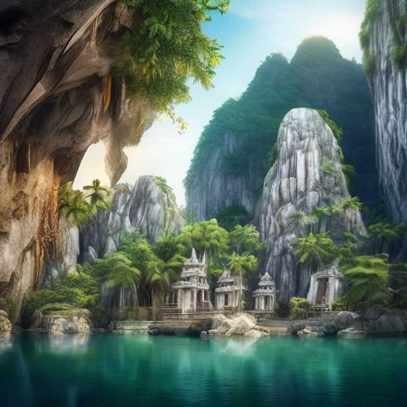 A solo luxury eco-tourist exploring the lush landscapes of Da Nang, Vietnam, surrounded by vibrant fall foliage and serene coastal views during a two-week adventure.