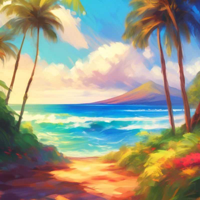 Un couple de touristes écoresponsables de luxe admirant les paysages verdoyants et les plages idylliques de Maui, aux États-Unis, lors de leur séjour de 4 jours pendant l'été.