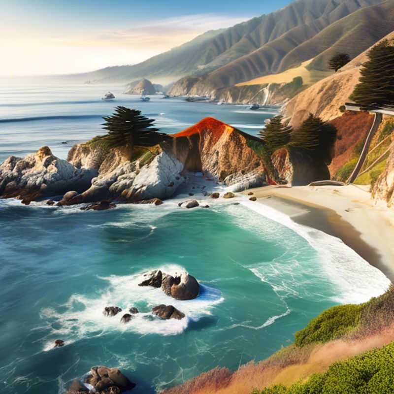 Big Sur, Californie : vue panoramique spectaculaire sur la côte accidentée, illustrant le luxe sauvage et isolé de la région.
