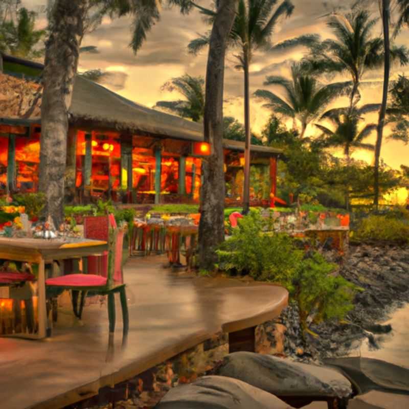 Jantar de luxo no Restaurante Mama's Fish House em Maui, EUA durante o verão