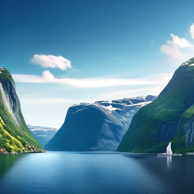 Um casal desfrutando da beleza épica dos fiordes noruegueses, cobertos de neve e gelo, durante uma viagem de luxo de uma semana para a Noruega.