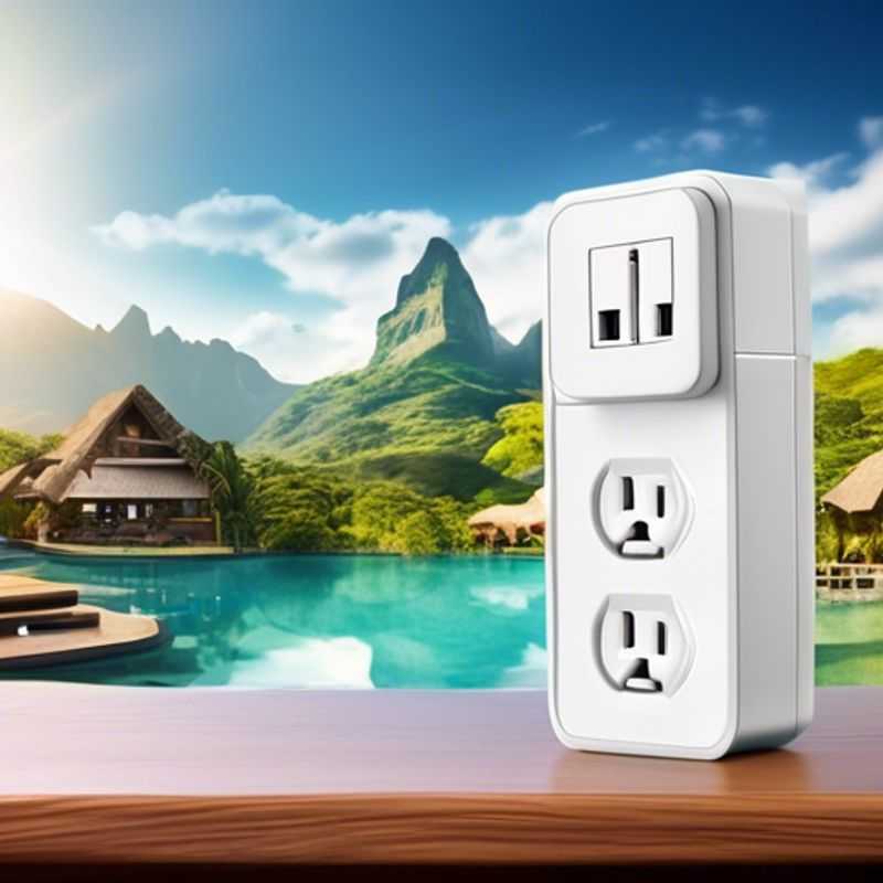Universal travel adapter with multiple plug types and voltage settings for worldwide use.