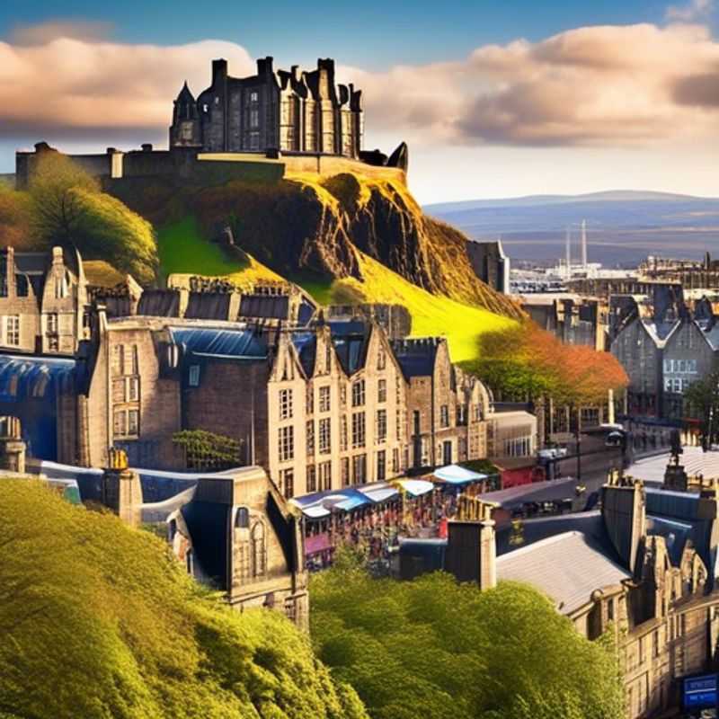 Here are a few options for alt text in Portuguese for an image of Edinburgh in an article about whether Edinburgh is considered a luxury destination:
