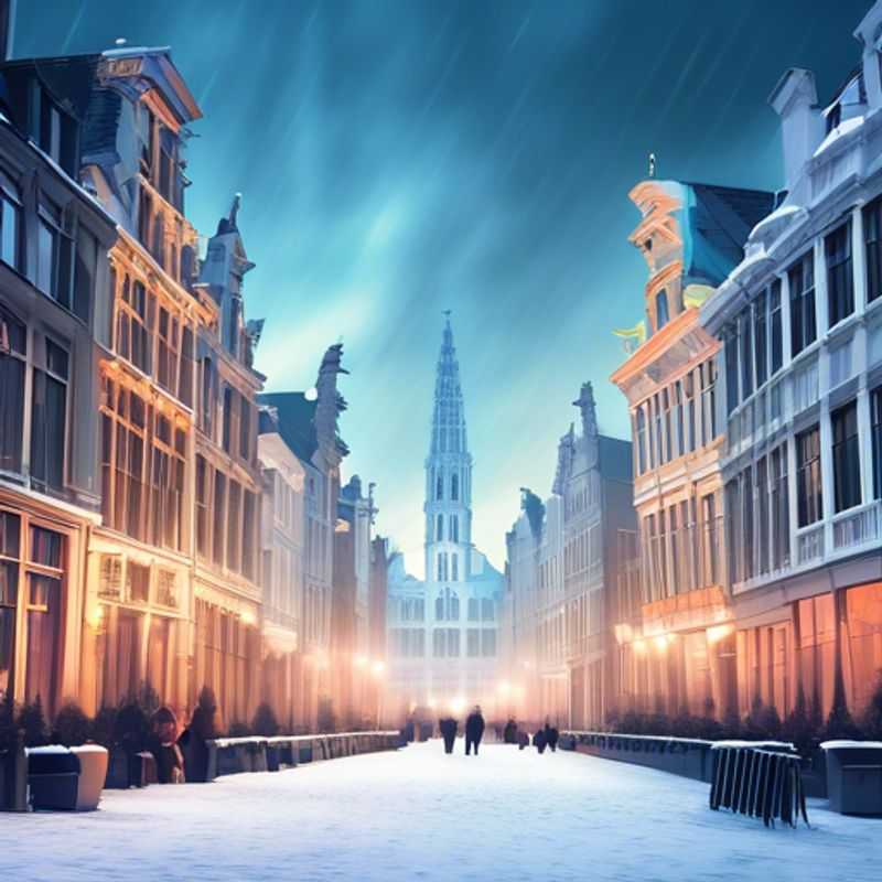 Un couple explorant la beauté enchanteresse de Bruxelles, Belgique, pendant leur séjour hivernal de trois semaines, avec des lumières scintillantes et des délices culinaires en toile de fond.