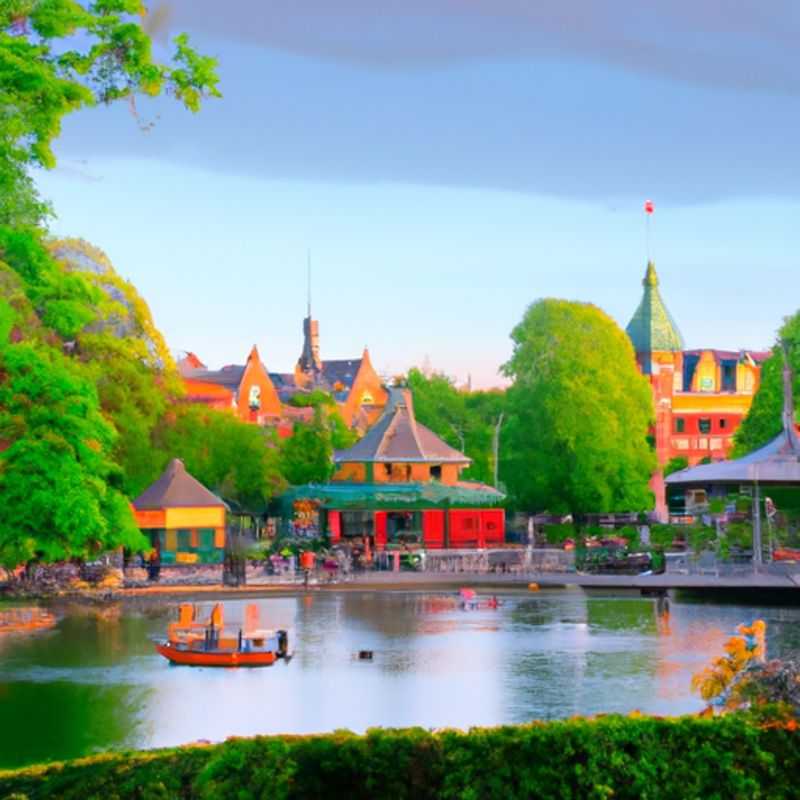 Três casais explorando as ruas encantadoras de Copenhague, Dinamarca, durante sua viagem de 5 dias no verão, maravilhando-se com a vibrante arquitetura colorida e a atmosfera alegre da cidade.