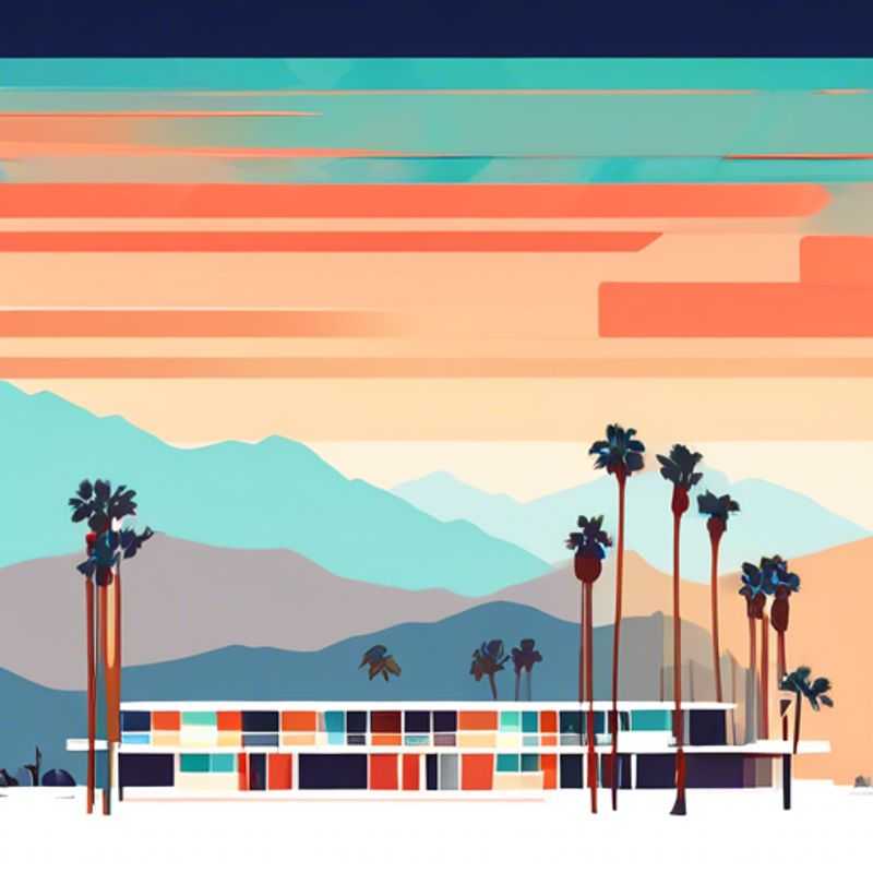 Familia disfrutando del sol invernal en Palm Springs, EE. UU., rodeada de palmeras y montañas, durante su semana de viaje en un año sabático de lujo.
