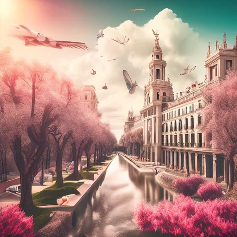 A solo traveler, The Luxury Cultural Explorer, admiring the vibrant blossoms in Retiro Park, Madrid, Spain, during a refreshing spring visit for three days, surrounded by the city's rich art and history.