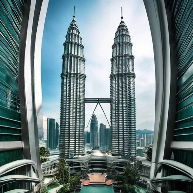 A solo luxury traveler exploring the vibrant cityscape of Kuala Lumpur, Malaysia, amidst the stunning Petronas Towers, during a two-week winter adventure filled with culture and indulgence.