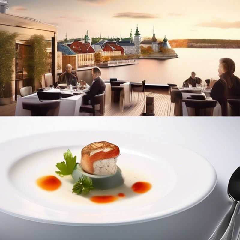 A couple, The Luxury Foodies, strolling through a charming Helsinki, Finland winter scene.
