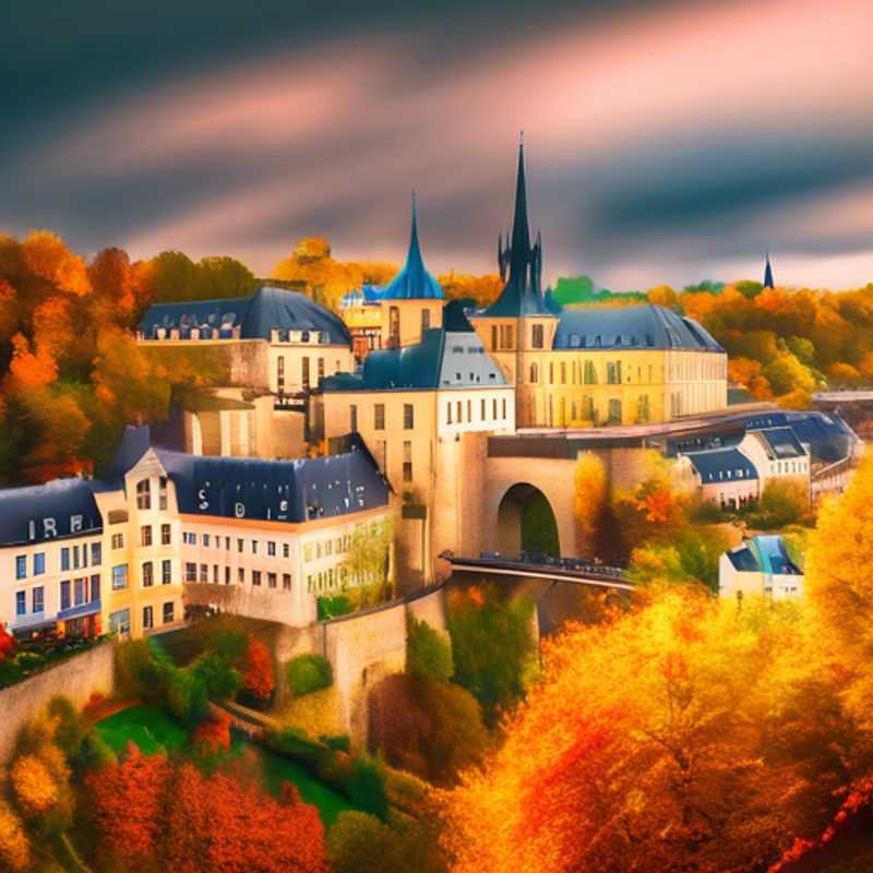 Un couple explorant la charmante ville de Luxembourg, entouré de feuilles d'automne colorées, lors de leur escapade romantique de 4 jours.