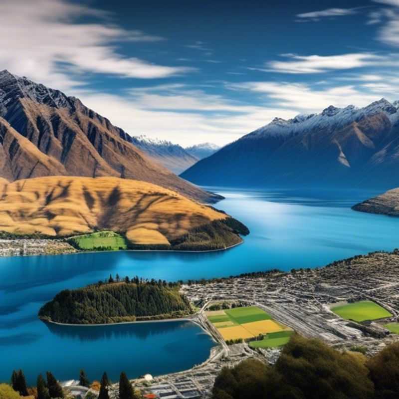 Queenstown, Nouvelle-Zélande : Un paysage majestueux de montagnes enneigées et d'un lac scintillant, illustrant le luxe de la nature de cette destination.