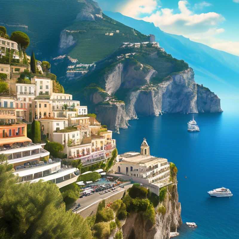 La côte amalfitaine, vue imprenable sur ses falaises spectaculaires et ses eaux turquoise. Un aperçu du luxe italien.