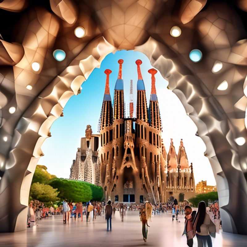 A solo luxury eco-tourist exploring the vibrant streets of Barcelona, Spain, surrounded by colorful autumn leaves, as they savor local cuisine and embrace the city’s rich culture during a 24-hour fall adventure.