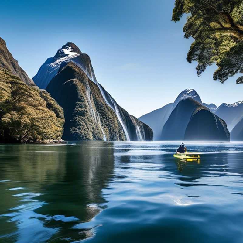 A luxurious couple reveling in the breathtaking spring scenery of Queenstown, New Zealand, surrounded by vibrant flowers and majestic mountains during their three-week getaway.