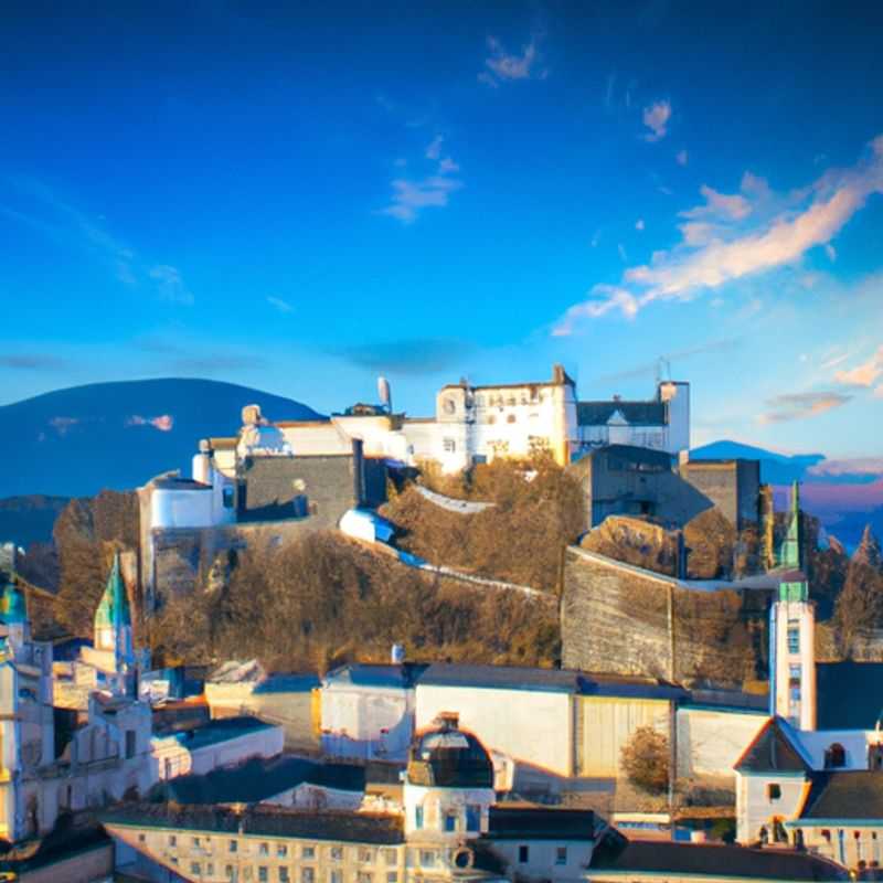 Dois casais passeando pela pitoresca cidade de Salzburgo, Áustria, com suas charmosas ruas de paralelepípedos e arquitetura barroca, durante sua viagem de uma semana de verão.