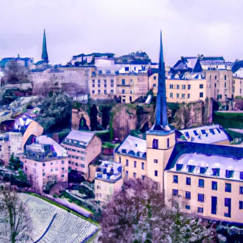 Um viajante solitário admirando a beleza arquitetônica da Place Guillaume II, cercada por edifícios históricos e iluminada pelo brilho das luzes de inverno na cidade de Luxemburgo, Luxemburgo, durante sua viagem de duas semanas de exploração.