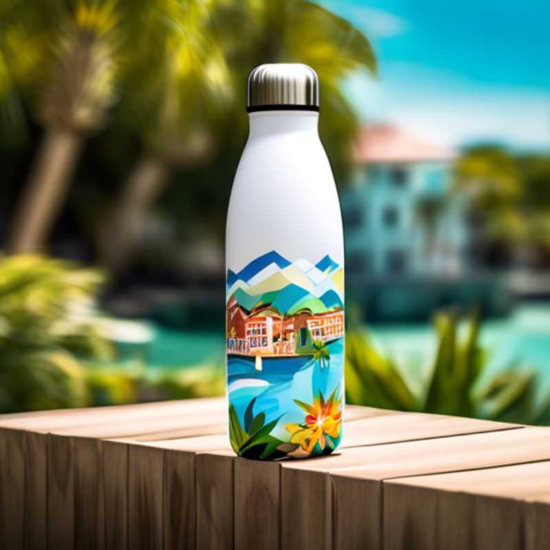 Botella de agua reutilizable de marca premium, una opción ecológica y elegante para mantenerse hidratado en cualquier momento.