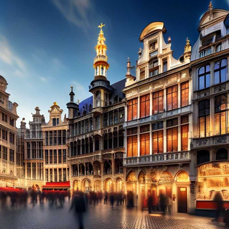 A stylish couple savoring the vibrant spring atmosphere in Brussels, Belgium, as they explore the stunning Grand Place, surrounded by blooming flowers and festive decorations during their 24-hour luxury getaway.