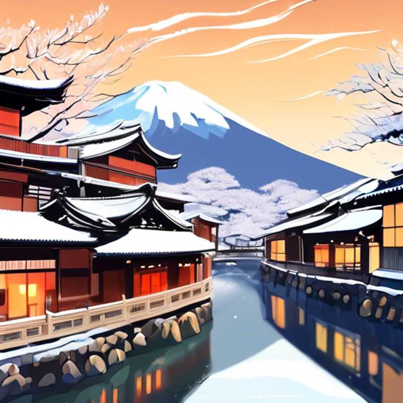 Viajero solitario disfrutando de la serenidad invernal de Kyoto, Japón, mientras explora antiguos templos y festivales de lujo durante su escapada de 5 días.